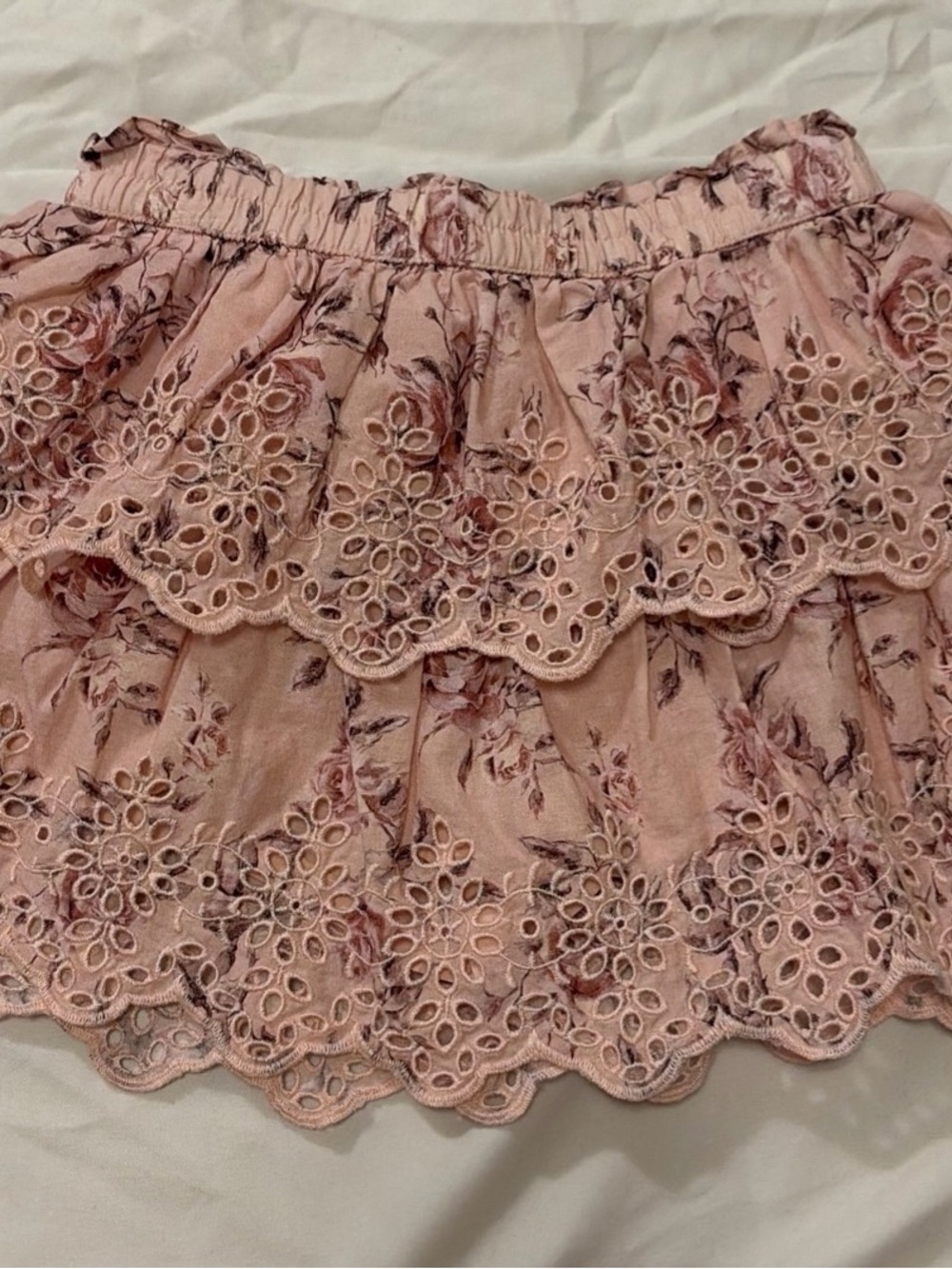 GAP X LOVE SHACK FANCY Pink Floral Eyelet Tiered Skirt girls size 4T cute trendy